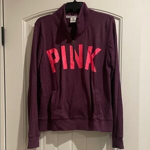 Victoria's Secret PINK Maroon and Neon Pink Half Zip